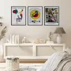 Kandinsky Renkli Soyut Kompozisyonlar Siyah Çerçeveli 3lü Ahşap Tablo Seti