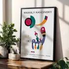 Kandinsky Renkli Soyut Kompozisyonlar Siyah Çerçeveli 3lü Ahşap Tablo Seti