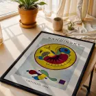 Kandinsky Renkli Soyut Kompozisyonlar Siyah Çerçeveli 3lü Ahşap Tablo Seti