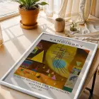 Kandinsky Soyut Duvar Sanatı Beyaz Çerçeveli 3lü Ahşap Tablo Seti