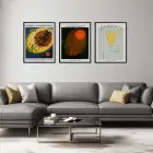 Kandinsky Soyut Geometrik Sanat Siyah Çerçeveli 3lü Ahşap Tablo Seti