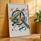Kandinsky Dinamik Soyutlar Doğal Ahşap Çerçeveli 3lü Tablo Seti