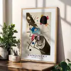 Kandinsky Soyut Kompozisyon Doğal Ahşap Çerçeveli 3lü Tablo Seti
