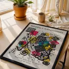 Kandinsky Soyut Kompozisyon Siyah Çerçeveli 3lü Ahşap Tablo Seti