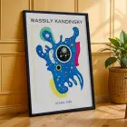 Kandinsky Soyut Kompozisyon Siyah Çerçeveli 3lü Ahşap Tablo Seti