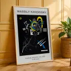 Kandinsky Soyut Dinamikler Doğal Ahşap Çerçeveli 3lü Tablo Seti