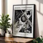 Kandinsky Soyut Dinamikler Siyah Çerçeveli 3lü Ahşap Tablo Seti