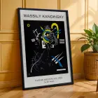 Kandinsky Soyut Dinamikler Siyah Çerçeveli 3lü Ahşap Tablo Seti