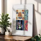 Ukiyo-e Mistik Japon Desenleri Beyaz Çerçeveli 3lü Ahşap Tablo Seti