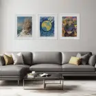 Diverjan Sanat Üçlüsü Beyaz Çerçeveli 3lü Ahşap Tablo Seti