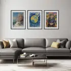 Diverjan Sanat Üçlüsü Siyah Çerçeveli 3lü Ahşap Tablo Seti