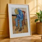 Van Gogh Derin Mavi Koleksiyon Doğal Ahşap Çerçeveli 3lü Tablo Seti