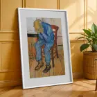 Van Gogh Derin Mavi Koleksiyon Beyaz Çerçeveli 3lü Ahşap Tablo Seti