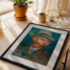 Van Gogh Derin Mavi Koleksiyon Siyah Çerçeveli 3lü Ahşap Tablo Seti