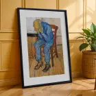 Van Gogh Derin Mavi Koleksiyon Siyah Çerçeveli 3lü Ahşap Tablo Seti