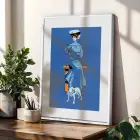 Mavi Tonlar Eklektik Sanat Beyaz Çerçeveli 3lü Ahşap Tablo Seti