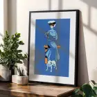 Mavi Tonlar Eklektik Sanat Siyah Çerçeveli 3lü Ahşap Tablo Seti