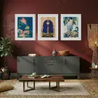 Uzak Doğu Klasik Sanat Seti Beyaz Çerçeveli 3lü Ahşap Tablo Seti
