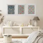 Koyu Mavi Terracotta Desen Üçlüsü Beyaz Çerçeveli 3lü Ahşap Tablo Seti