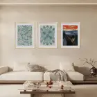 Botanik Huzurun Çığlığı Doğal Ahşap Çerçeveli 3lü Tablo Seti