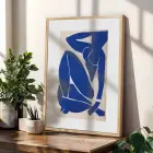 Mavi Tonlar Ekletik Sanat Seti Doğal Ahşap Çerçeveli 3lü Tablo Seti