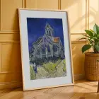 Sakin Doğa ve Sanatsal Kilise Doğal Ahşap Çerçeveli 3lü Tablo Seti