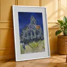 Sakin Doğa ve Sanatsal Kilise Beyaz Çerçeveli 3lü Ahşap Tablo Seti