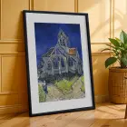 Sakin Doğa ve Sanatsal Kilise Siyah Çerçeveli 3lü Ahşap Tablo Seti