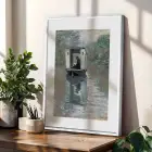 Mavi Tonlar Deniz Soyut Koleksiyon Beyaz Çerçeveli 3lü Ahşap Tablo Seti