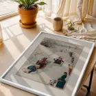 Kışın Botanik Neşesi Beyaz Çerçeveli 3lü Ahşap Tablo Seti
