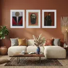 Dönemlerden Sanat Mozaiki Beyaz Çerçeveli 3lü Ahşap Tablo Seti