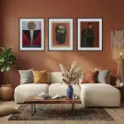 Dönemlerden Sanat Mozaiki Siyah Çerçeveli 3lü Ahşap Tablo Seti