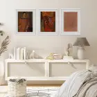 Kızıl Topraklar Sanat Koleksiyonu Beyaz Çerçeveli 3lü Ahşap Tablo Seti