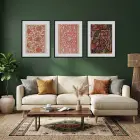 Toprak Tonlu Etnik Sanat Siyah Çerçeveli 3lü Ahşap Tablo Seti