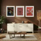 Kızıl Tonlar Sanat Seçkisi Doğal Ahşap Çerçeveli 3lü Tablo Seti