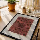 Kızıl Tonlar Sanat Seçkisi Siyah Çerçeveli 3lü Ahşap Tablo Seti