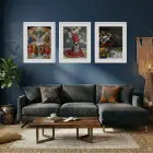 Geçmişten Sanat Seçkisi Beyaz Çerçeveli 3lü Ahşap Tablo Seti