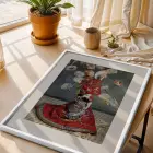 Geçmişten Sanat Seçkisi Beyaz Çerçeveli 3lü Ahşap Tablo Seti