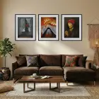 Mistik Temalı Sanat Seti Siyah Çerçeveli 3lü Ahşap Tablo Seti