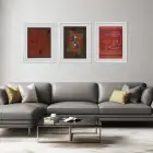 Toprak Tonlu Sanatsal Soyutlama Beyaz Çerçeveli 3lü Ahşap Tablo Seti