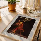 Dönemsel Sanat Üçlüsü Doğal Ahşap Çerçeveli 3lü Tablo Seti
