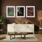 Klasik Botanik Sanat Seçkisi Beyaz Çerçeveli 3lü Ahşap Tablo Seti