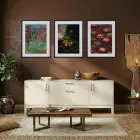 Klasik Botanik Sanat Seçkisi Siyah Çerçeveli 3lü Ahşap Tablo Seti