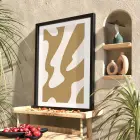 Kum Beji Akışkan Desen Siyah Ahşap Çerçeveli Tablo Ev Aksesuarları Modern Sanat İç