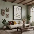 Sıcak Bej Organik Çizgiler Siyah Ahşap Çerçeveli Tablo Aksesuarları Modern Sanat İç Mekan