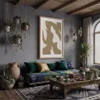 Organik Kum Beji Soyut Doğal Ahşap Çerçeveli Tablo Kanvas Görünümlü Salon Oturma Odası