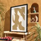 Organik Kum Beji Soyut Siyah Ahşap Çerçeveli Tablo Obje Ev Aksesuarları Modern Sanat