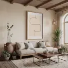 Kumlu Çizgi Harmoni Doğal Ahşap Çerçeveli Tablo Odası Duvar Dekoru Poster Obje Ev