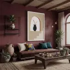 Bohem Kemer Vazo Kompozisyonu Beyaz Ahşap Çerçeveli Tablo Odası Duvar Dekoru Poster Obje