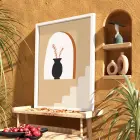 Bohem Kemer Vazo Kompozisyonu Beyaz Ahşap Çerçeveli Tablo Odası Duvar Dekoru Poster Obje